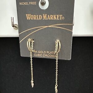 Cost Plus World Market Gold Chain Drop Earrings